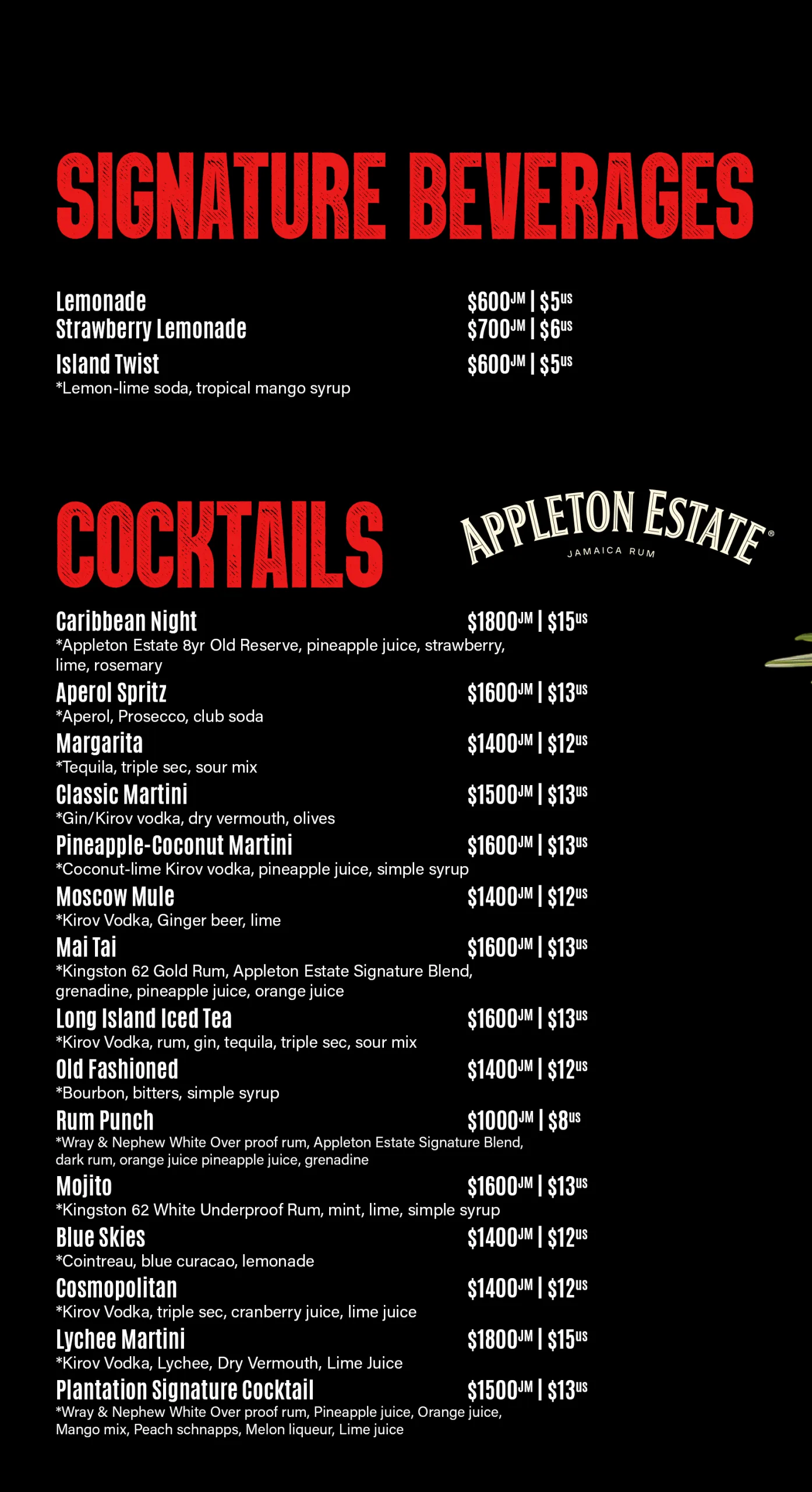 Plantation Smokehouse menu page 5